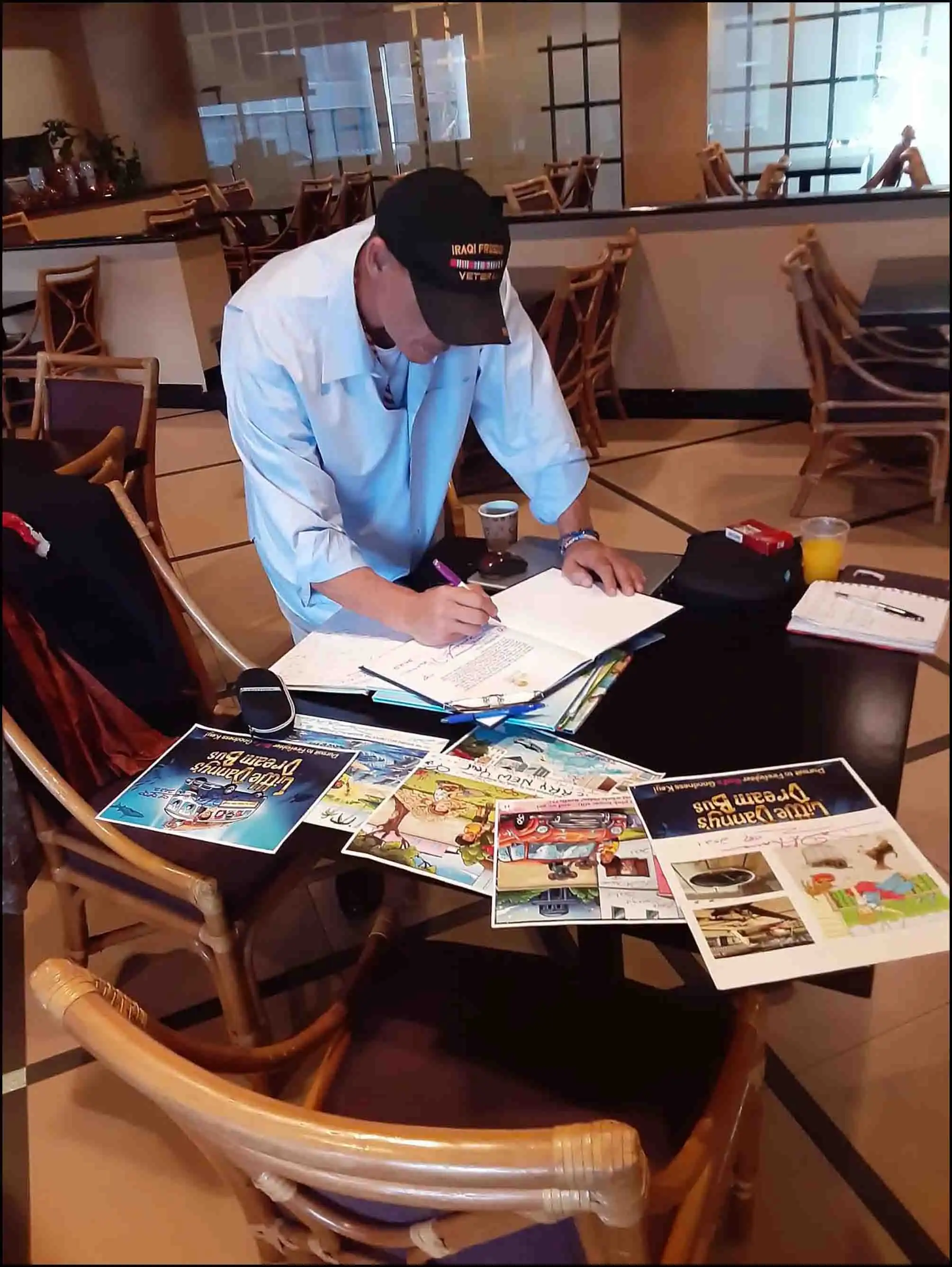 Author David Haave preparing for Veterans helping Veterans, a children's book tour for Texas families -- David Haave